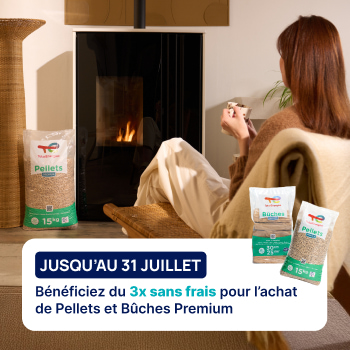 Bénéficiez du 3x sans frais pour l'achat de pellets et bûches premium
